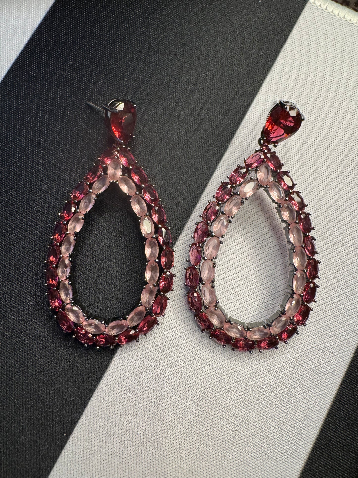 Pink silver earrings