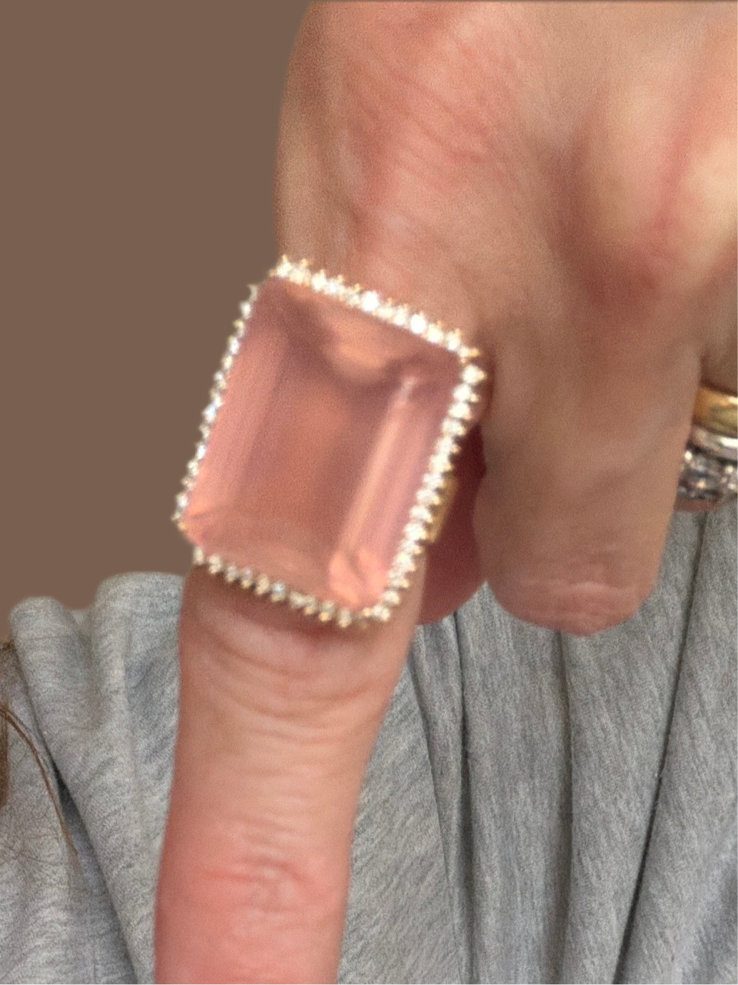 Pink quartz and diamonds
