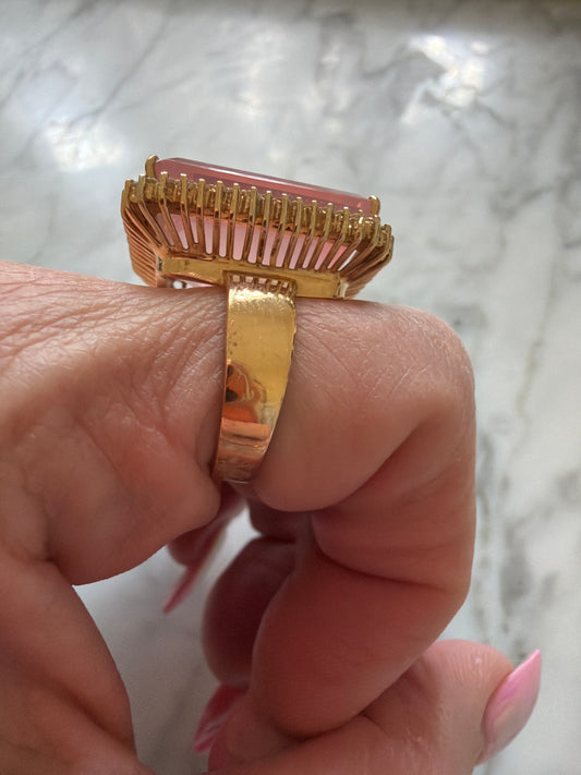 Pink quartz and diamonds