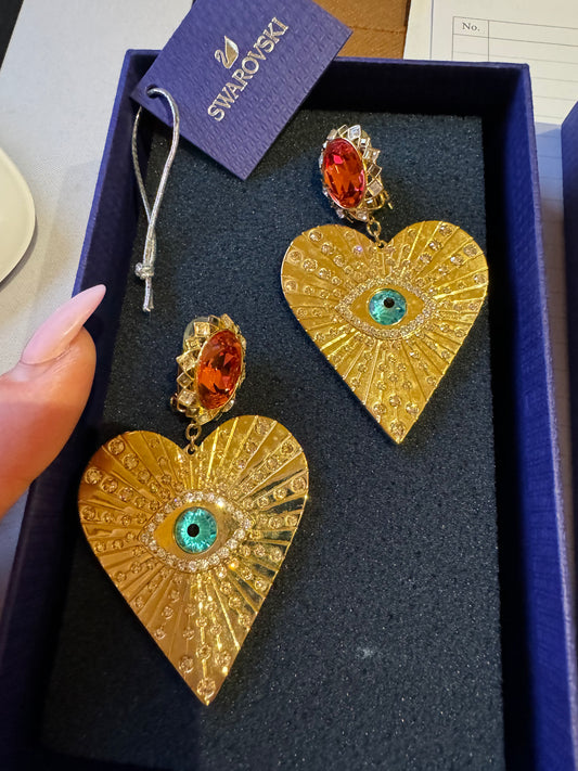 Earrings heart greek eye